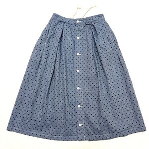Engineered Garments FWK sz 1 - S midi tuck skirt indigo chambray polka dot